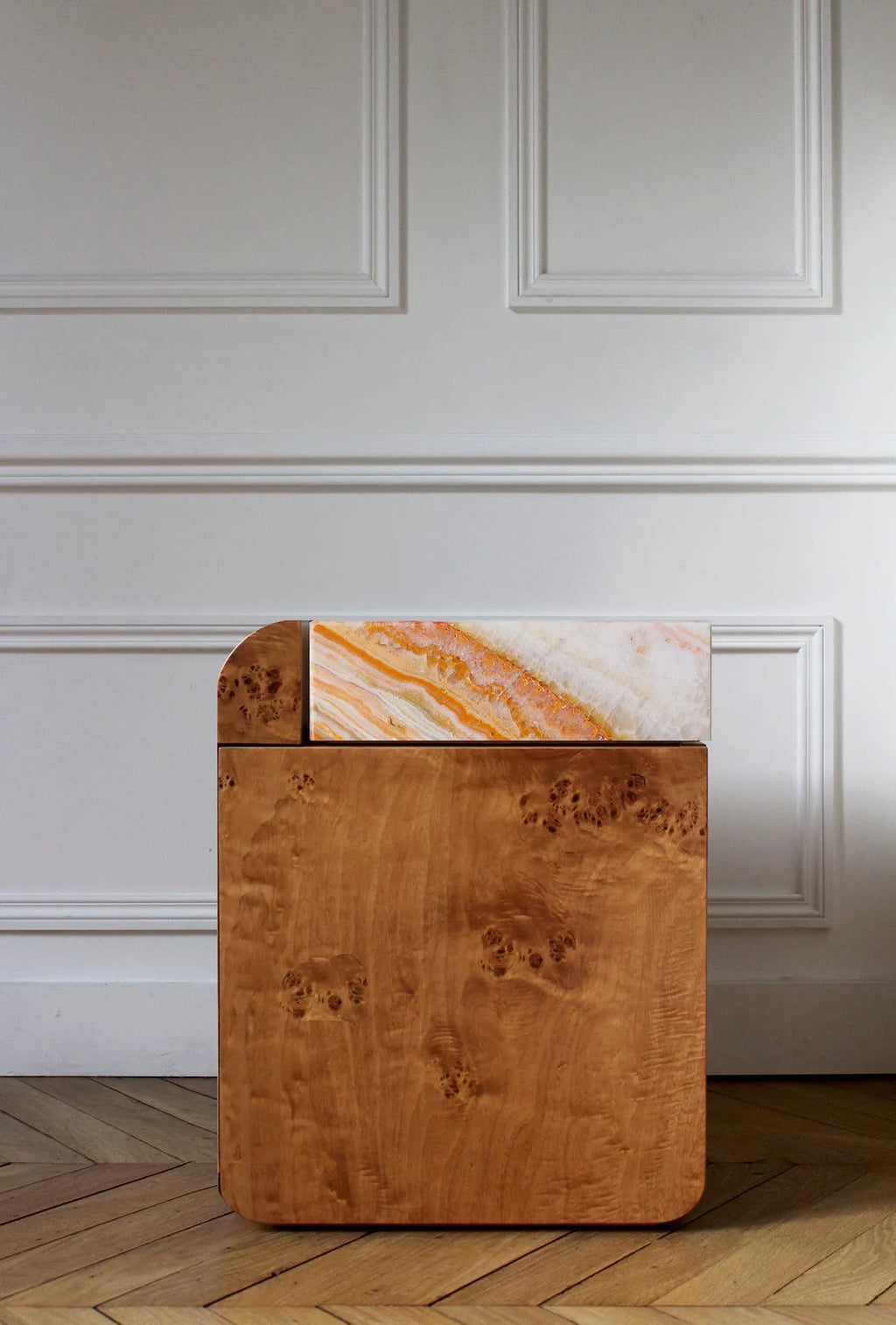 Amo Burl Wood Storage Table