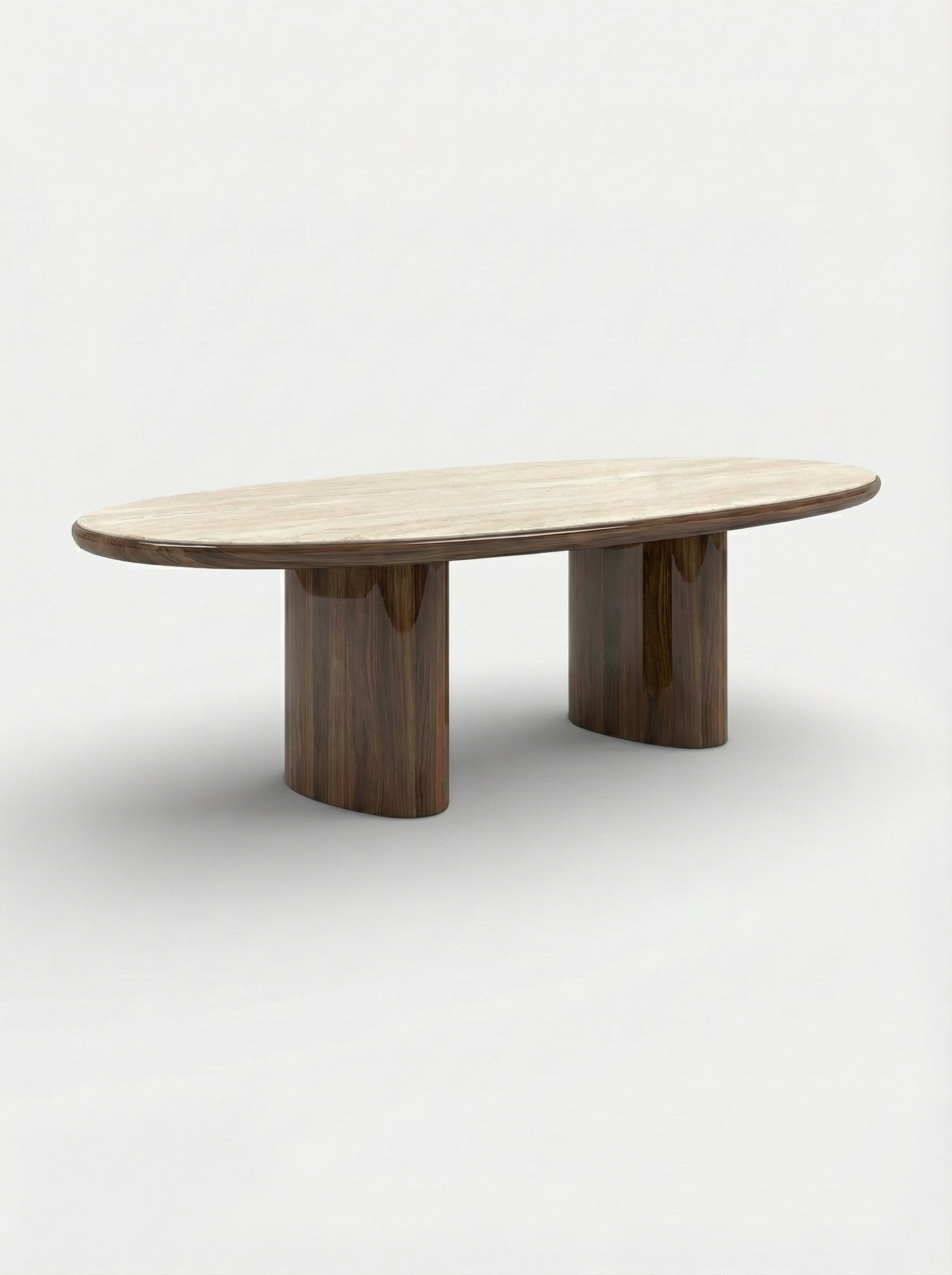 Carla Wood And Travertine Dining Table