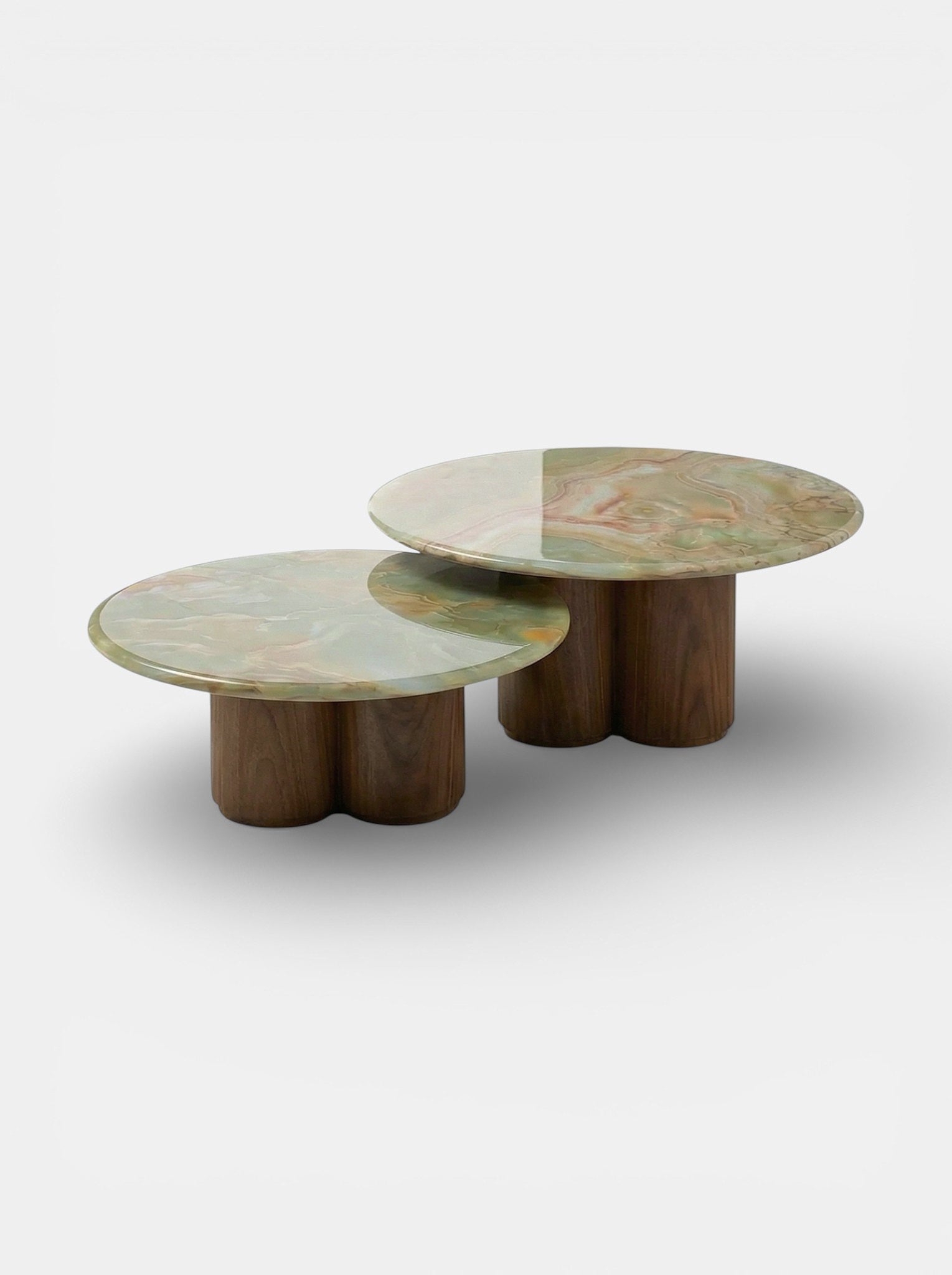 Gianni Duo Onyx and Wood Coffee Tables