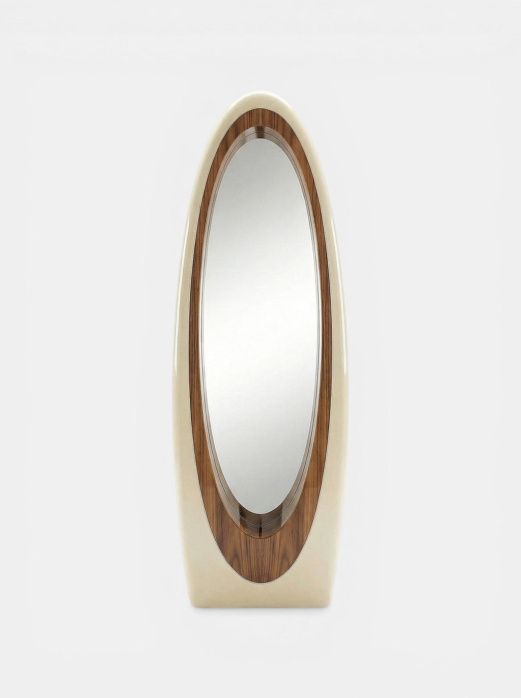 Harch Off-White And Glossy Wood Mirror