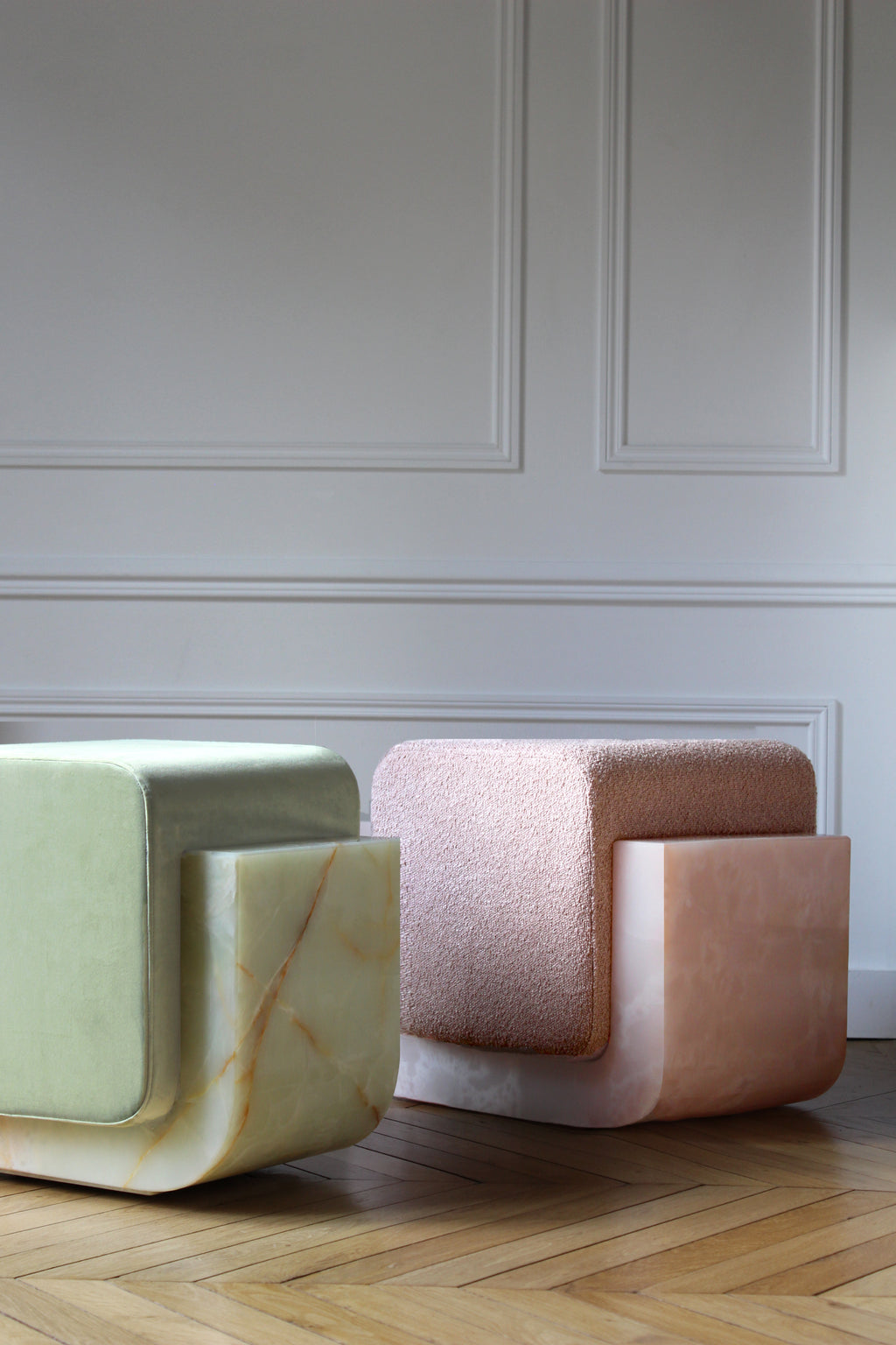 Pink Onyx Velvet Oggi Stool