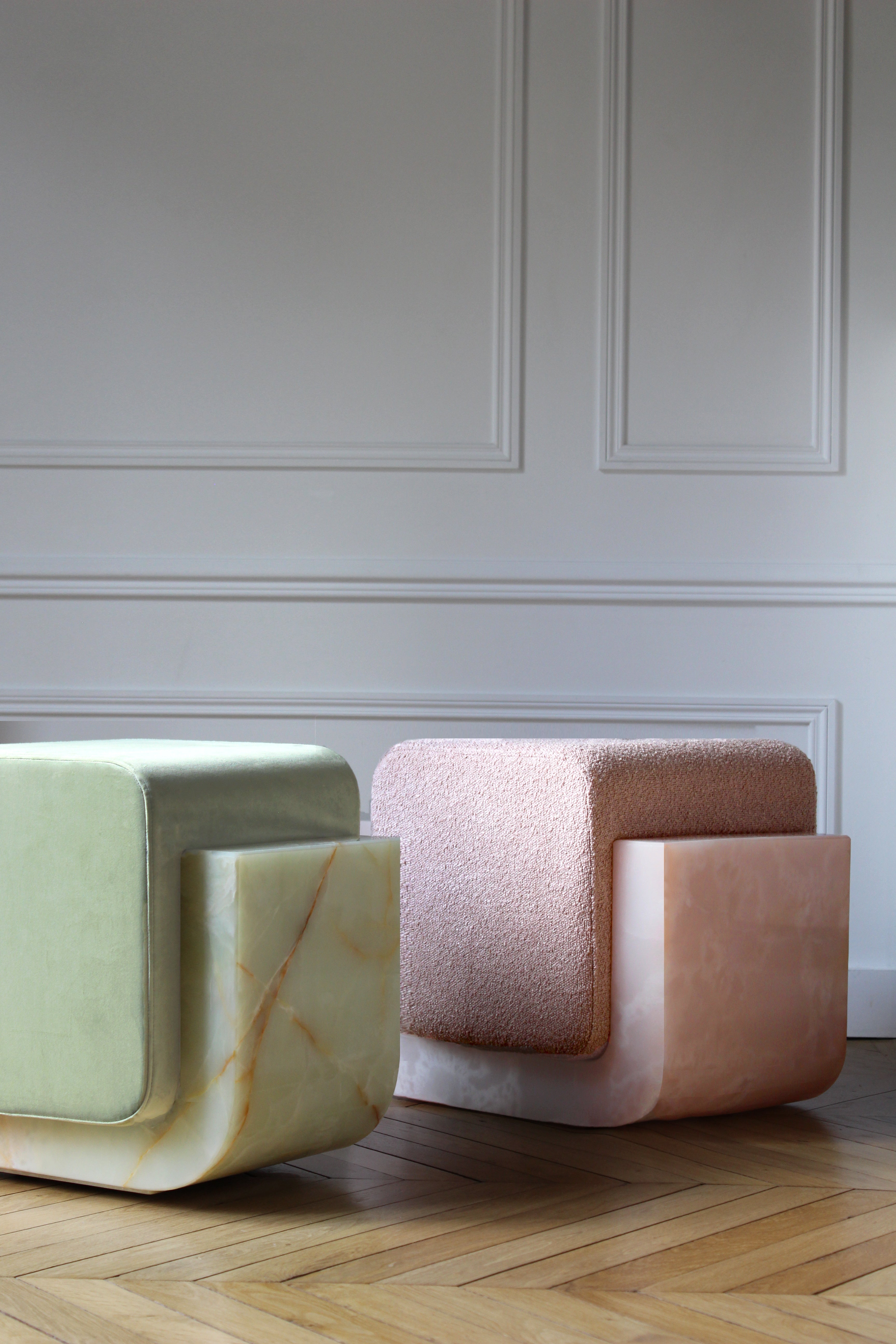 Pink Onyx Velvet Oggi Stool