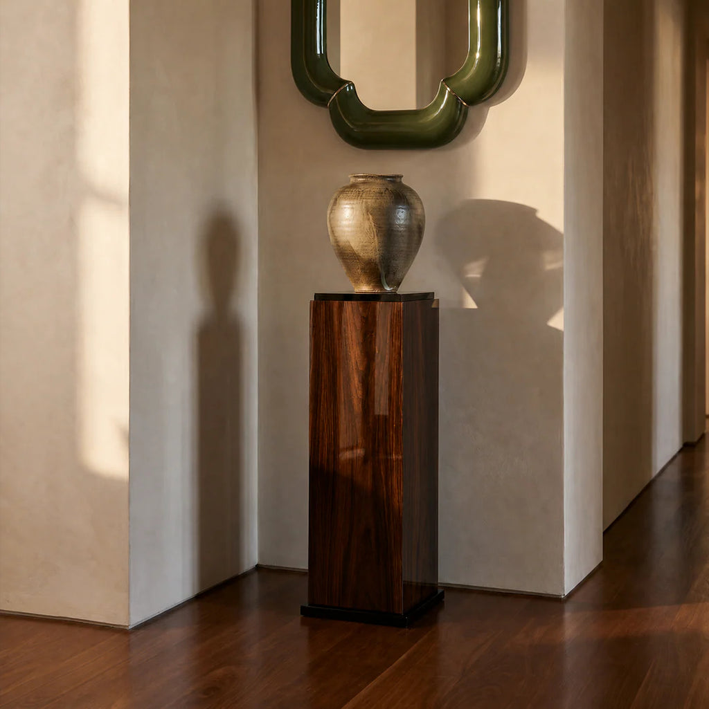 Wood And Black Lacquered Plinth