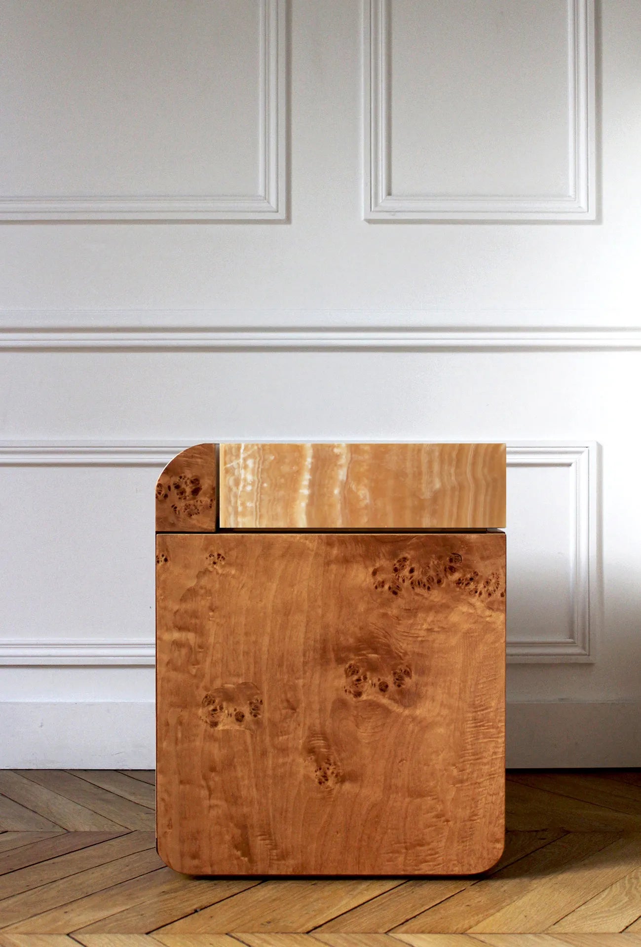 Amo Burl Wood Storage Table