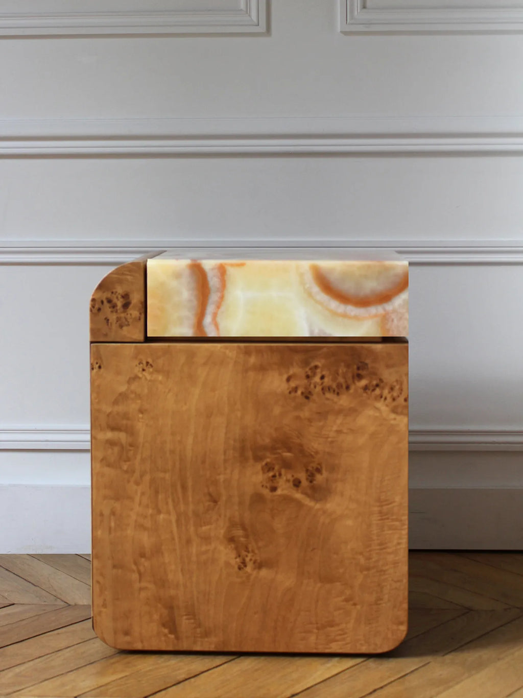 Amo Burl Wood Storage Table