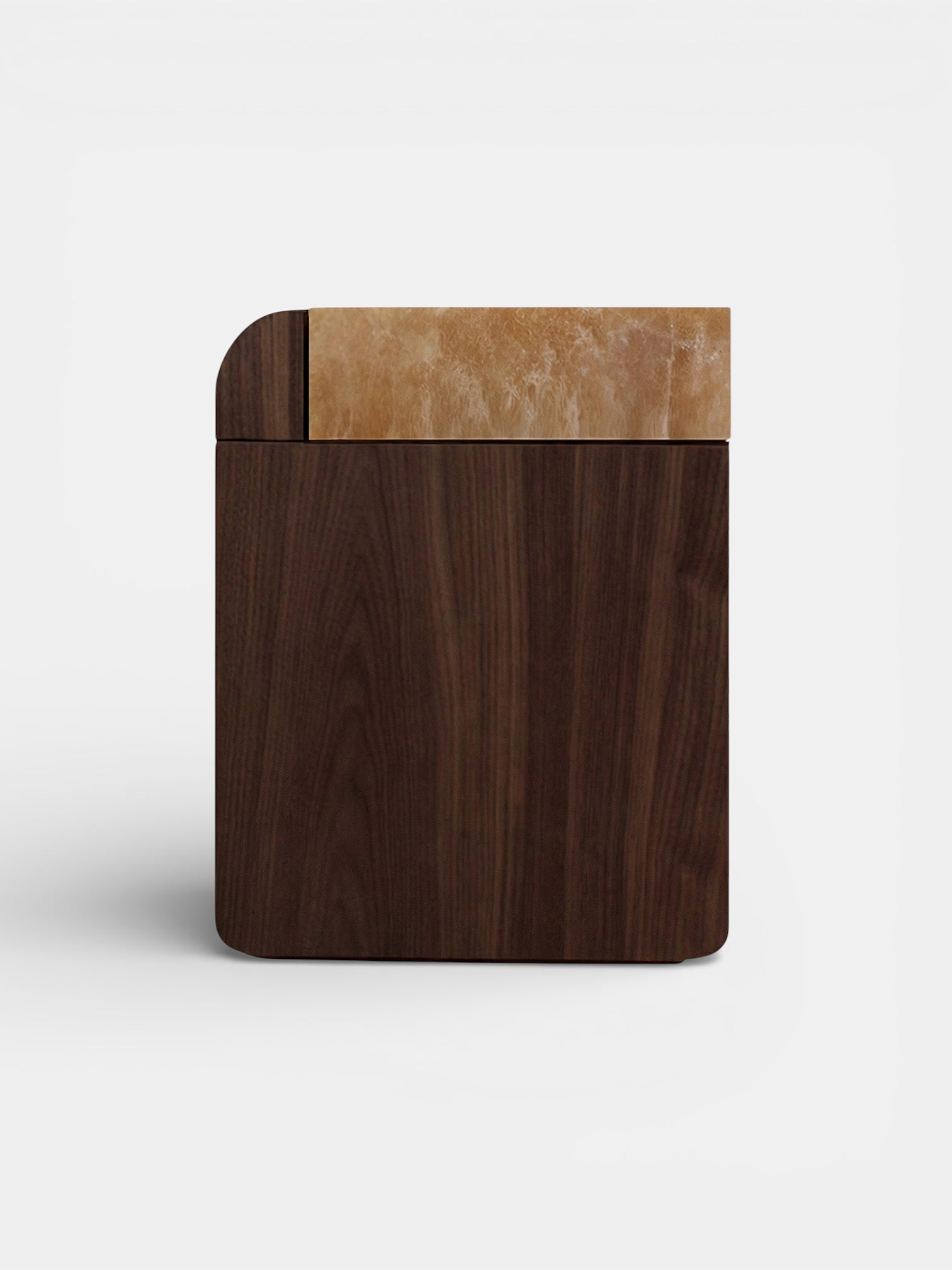 Amo walnut wood and honey onyx marble storage table - luxury Italian furniture by MARBERA
