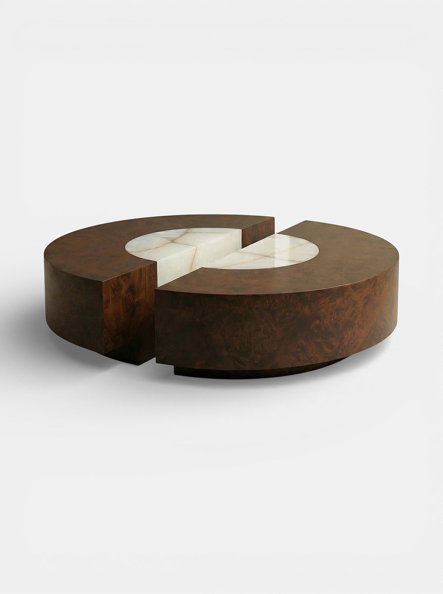 Baci Round Wood and Shell Onyx Table
