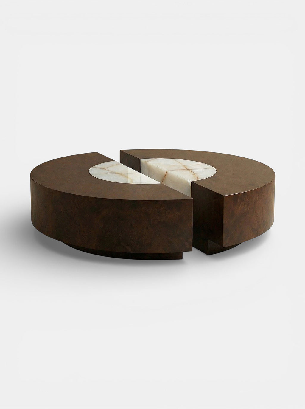 Baci Round Wood and Shell Onyx Table