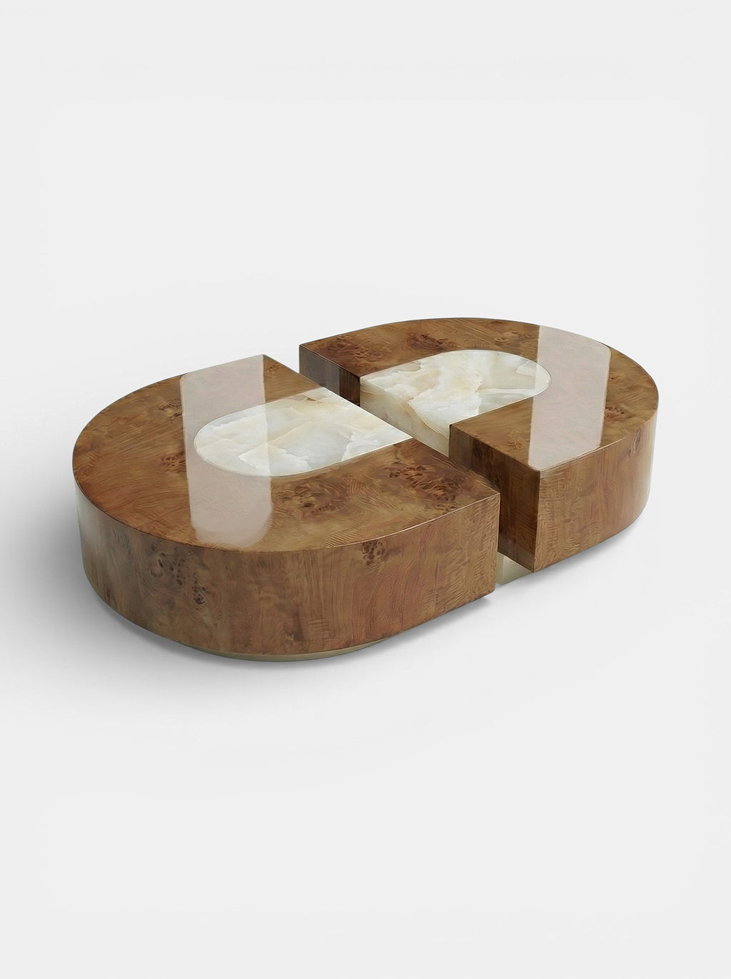 Baci Capsule Burl Wood And White Onyx