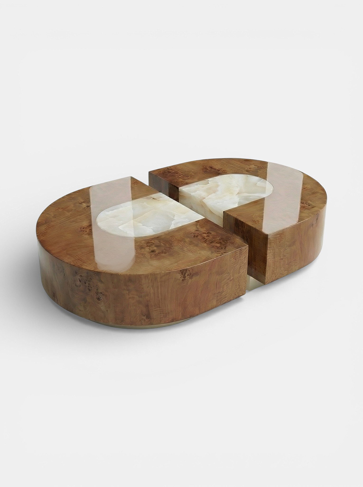 Baci Capsule Burl Wood And White Onyx