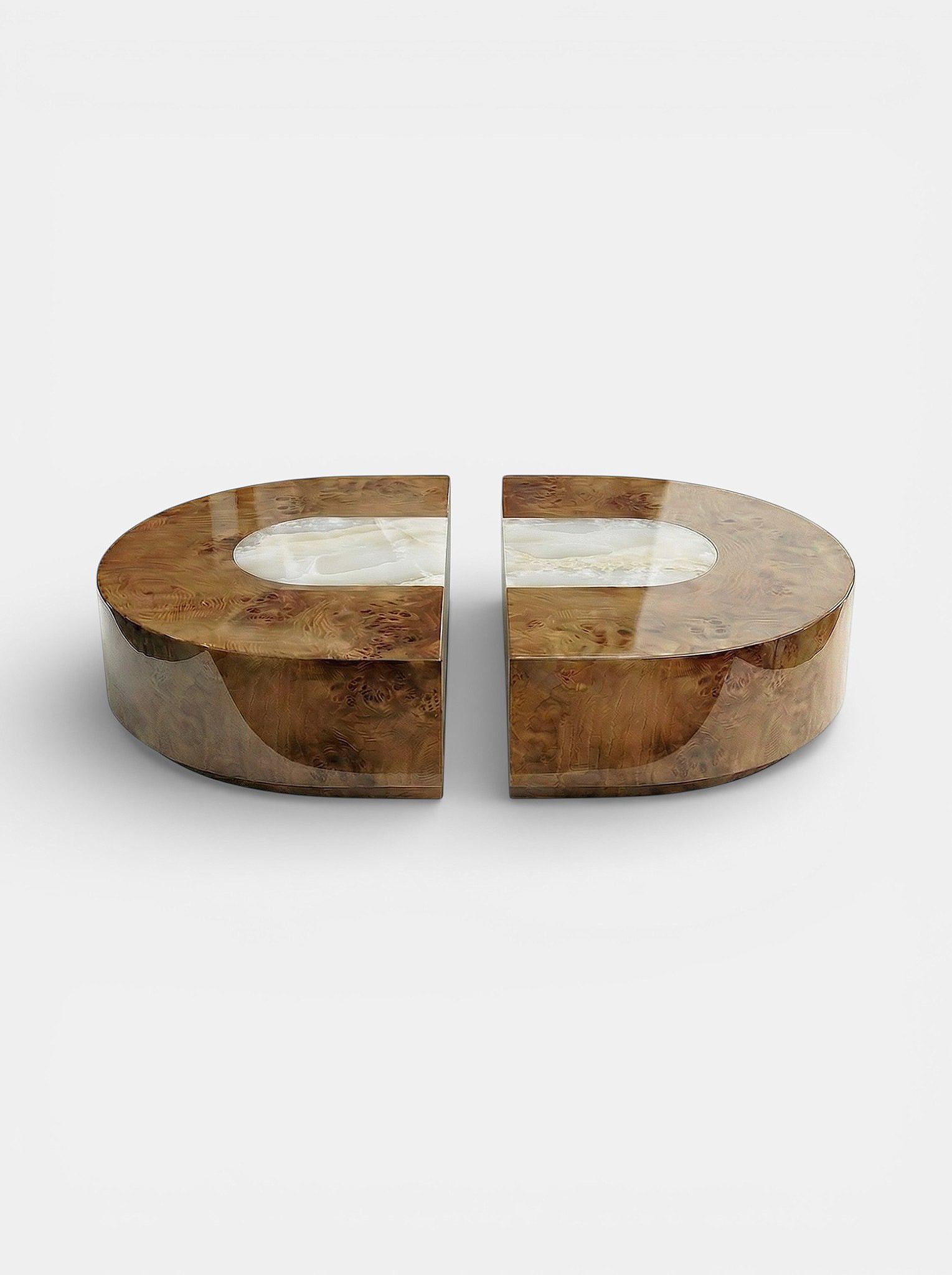 Baci Capsule Burl Wood And White Onyx