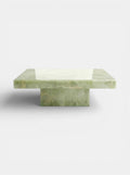Cara coffee table in green onyx marble - luxury Italian contemporary furniture with natural veining
