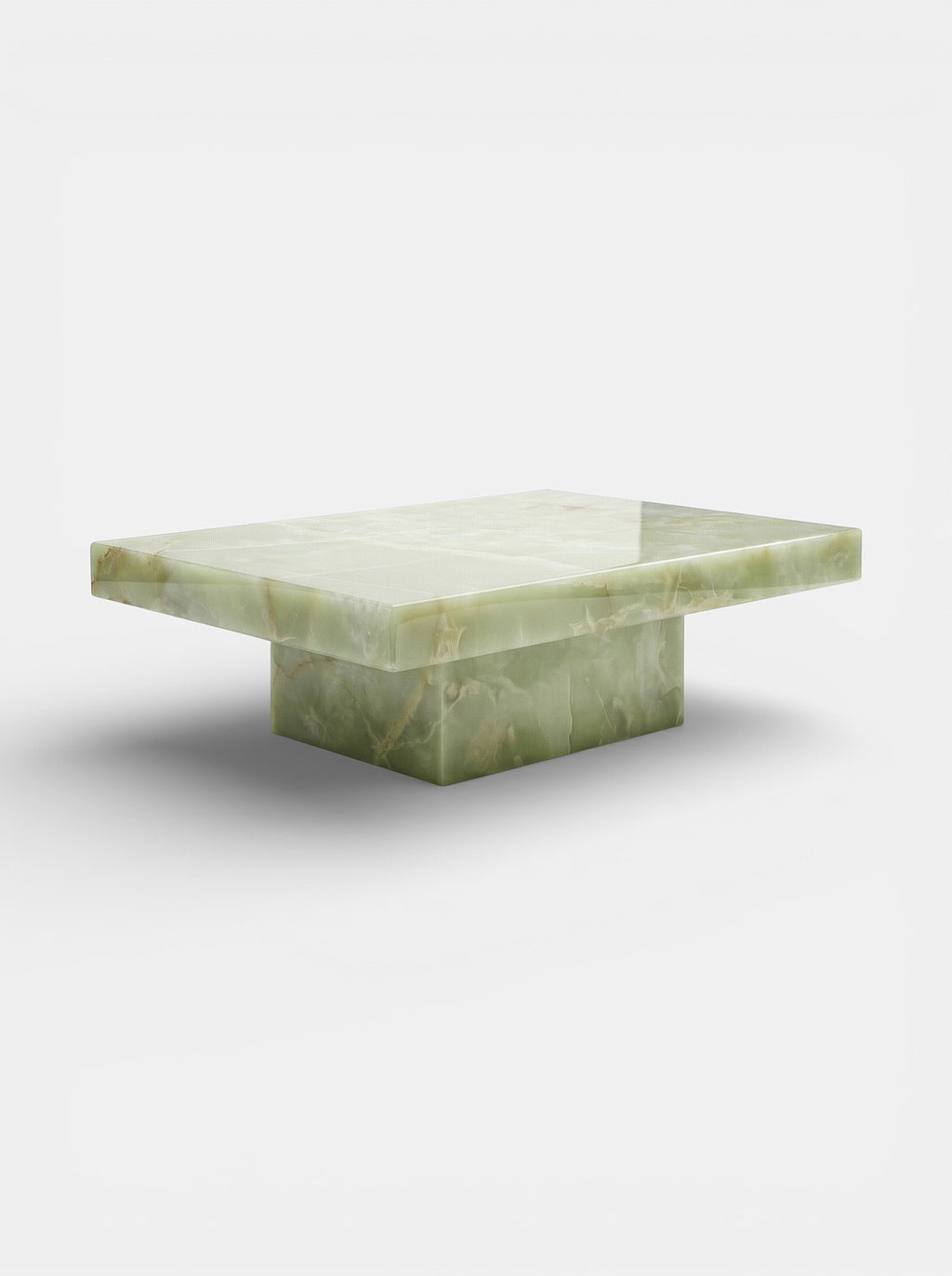 Green onyx Cara coffee table alternative angle - Italian crafted luxury stone furniture piece