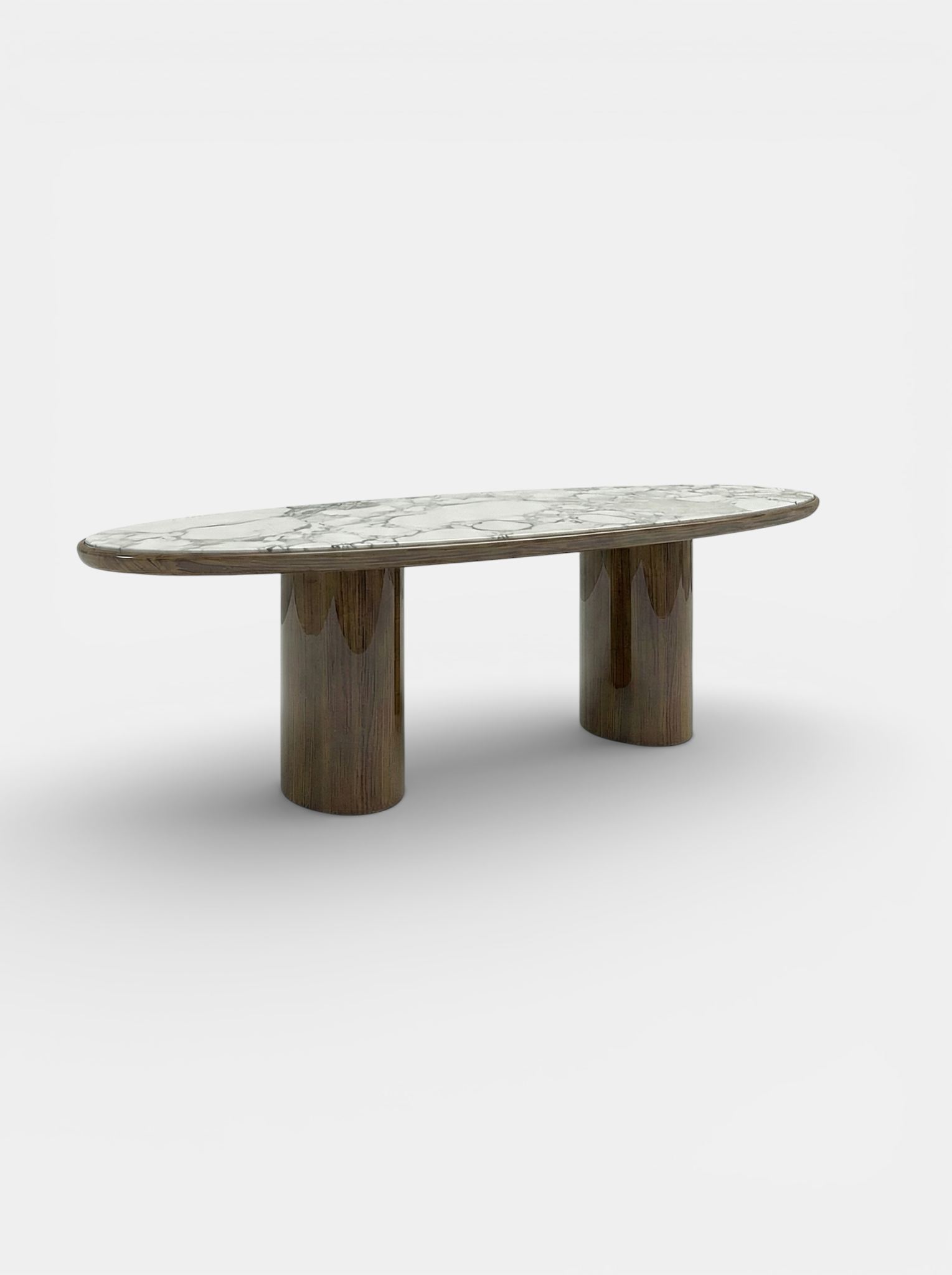 Carla Wood And Arabescato Marble Dining Table