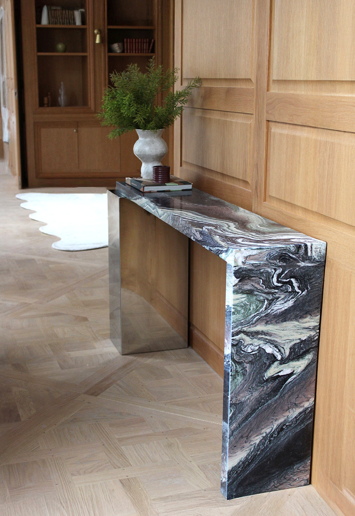 Jill Console Cipolino Marble & Inox