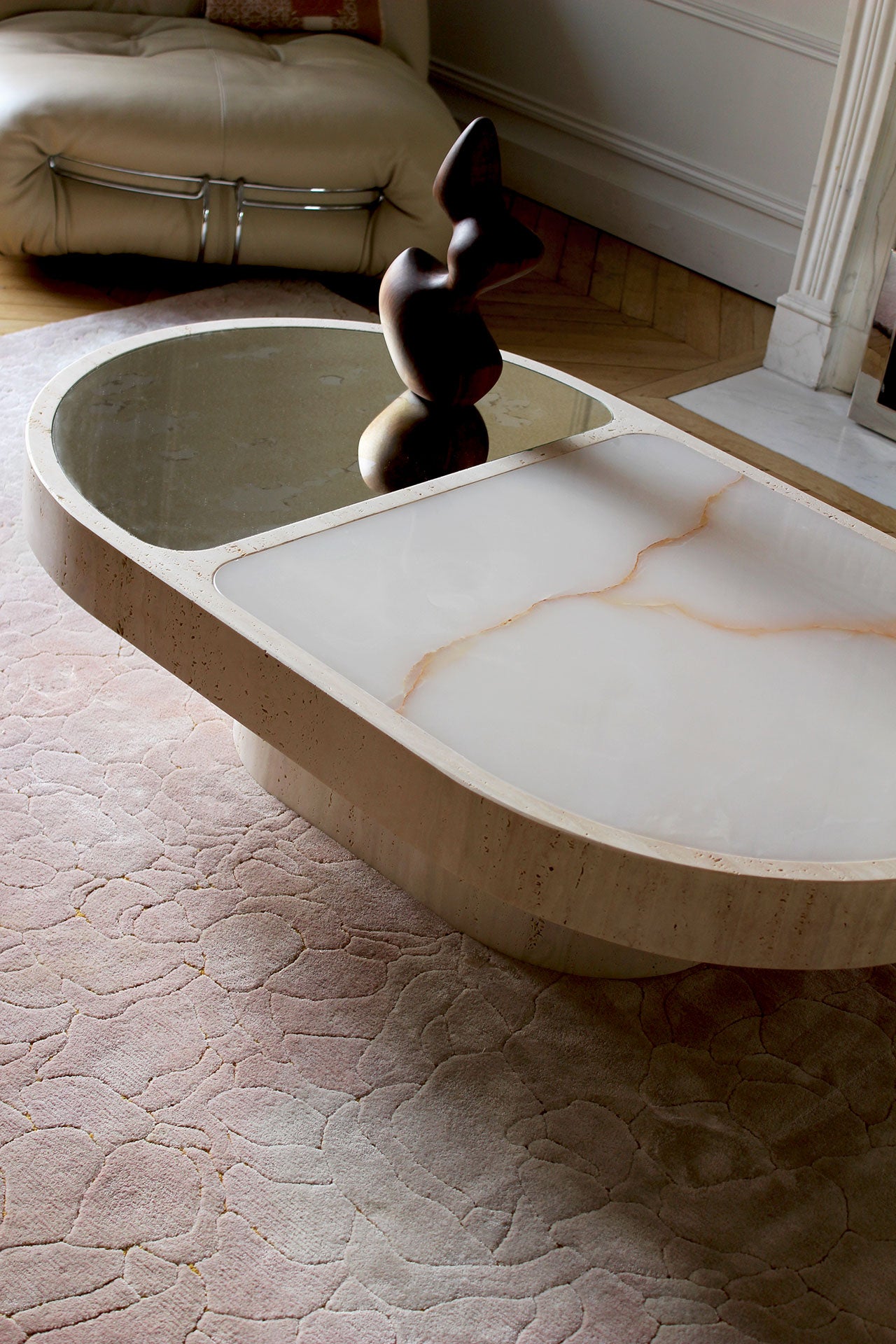 MARBERA Cohesion Shell Onyx Coffee Table Handmade