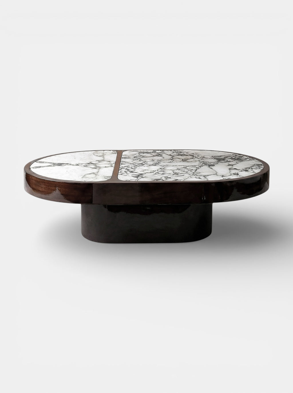 Cohesion Coffee Table Wood and Calacatta Viola Marble