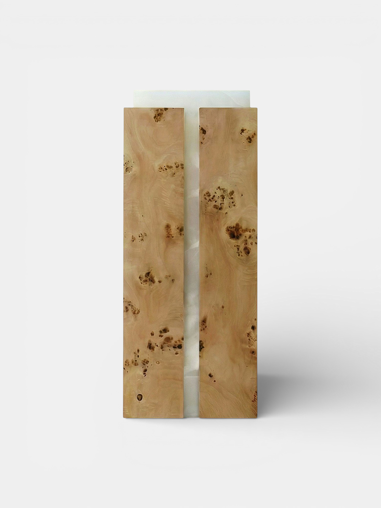 Como Plinth White Onyx and Burl Wood