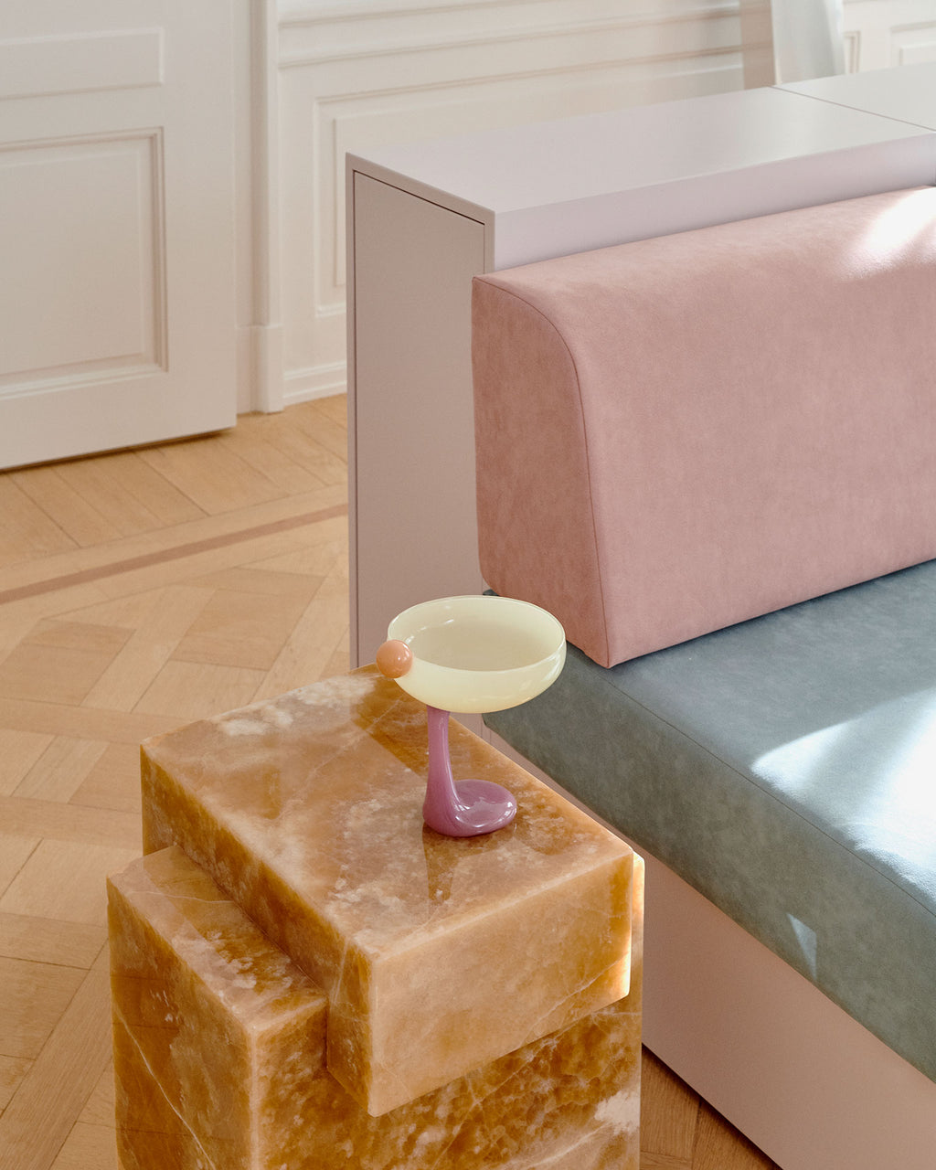 MARBERA Honey Onyx Table Luxury Italian Handmade Marble