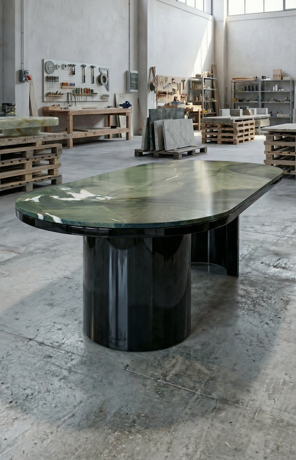 Gio Black And Avocado Marble Dining Table