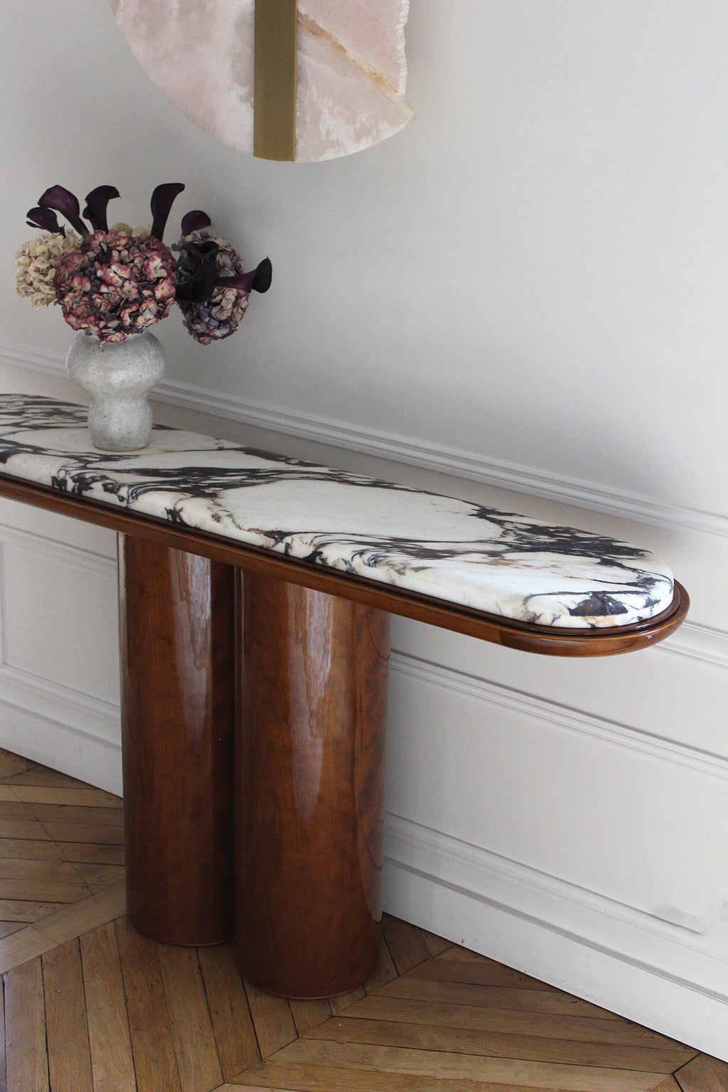 Ida Wood And Calacatta Viola Marble Console