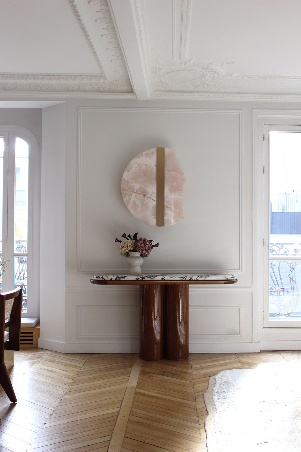 Ida Wood And Calacatta Viola Marble Console