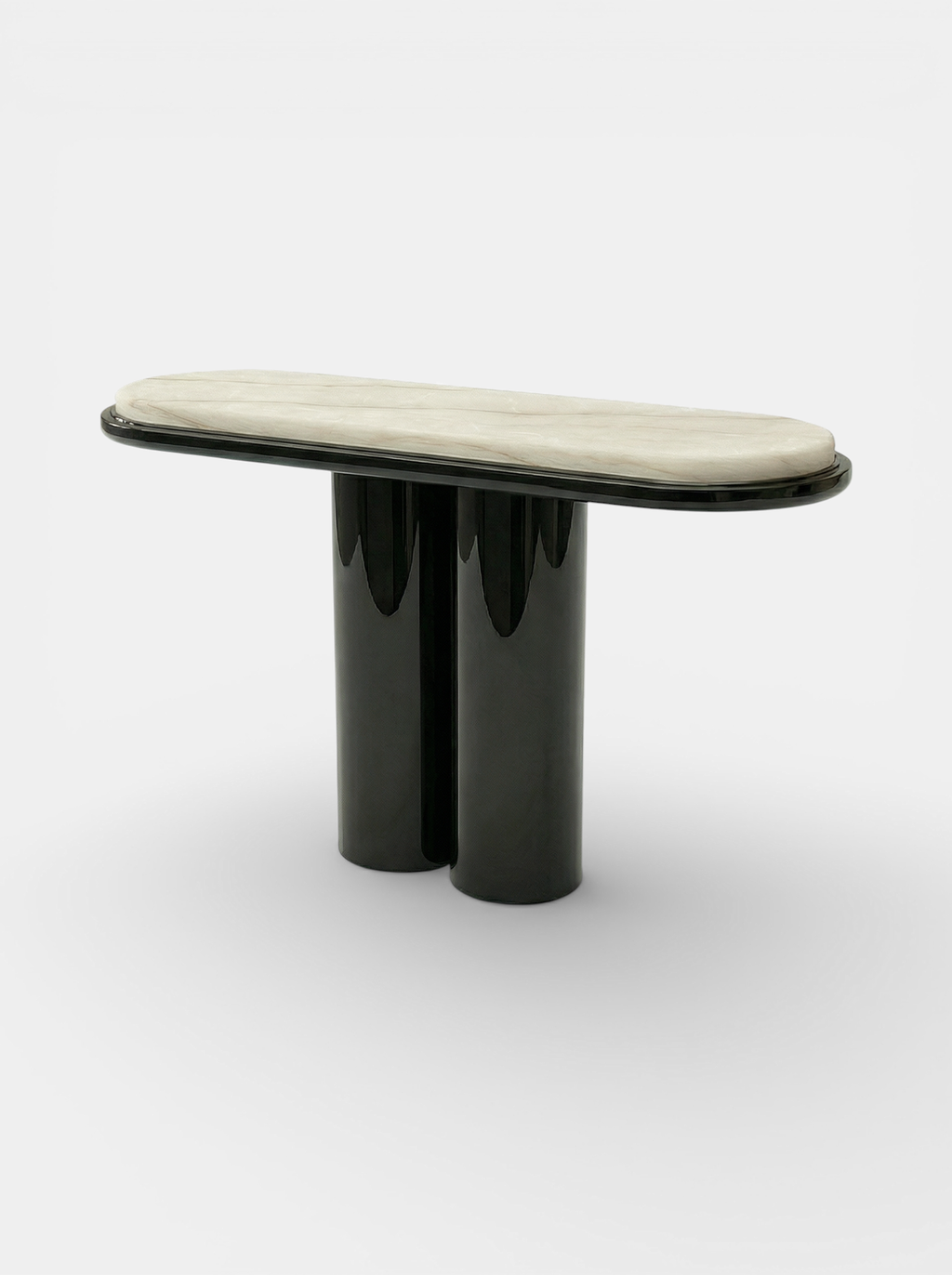 Ida Black Lacquered  And Ivory Onyx Console