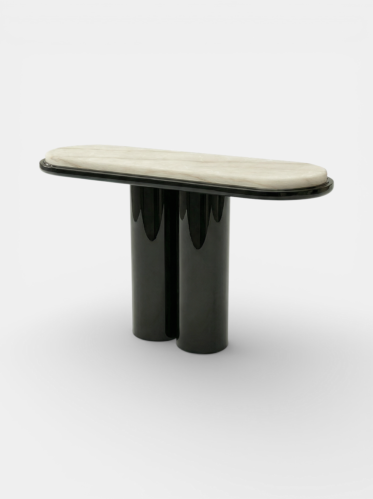 Ida Black Lacquered  And Ivory Onyx Console