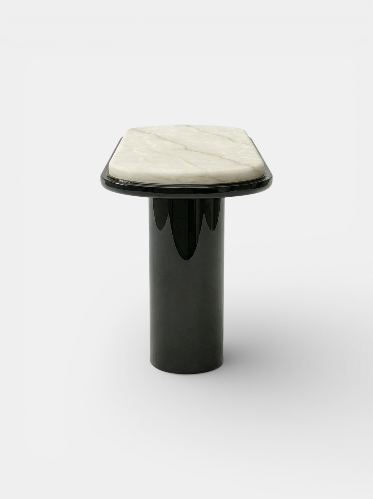 Ida Black Lacquered  And Ivory Onyx Console