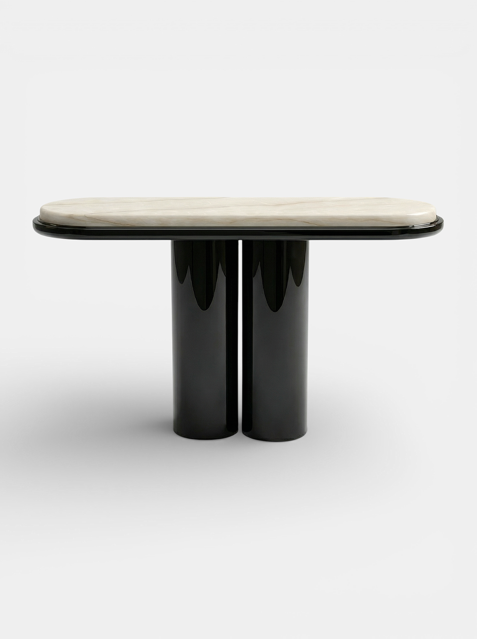Ida Black Lacquered  And Ivory Onyx Console