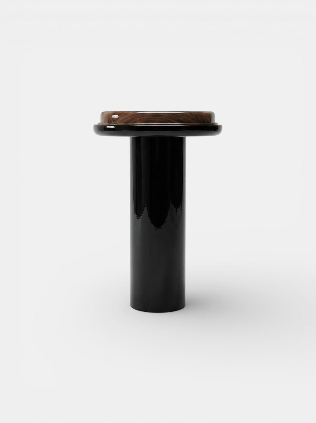 Angle view Ida black lacquered and wood console - Italian luxury furniture with contemporary styling