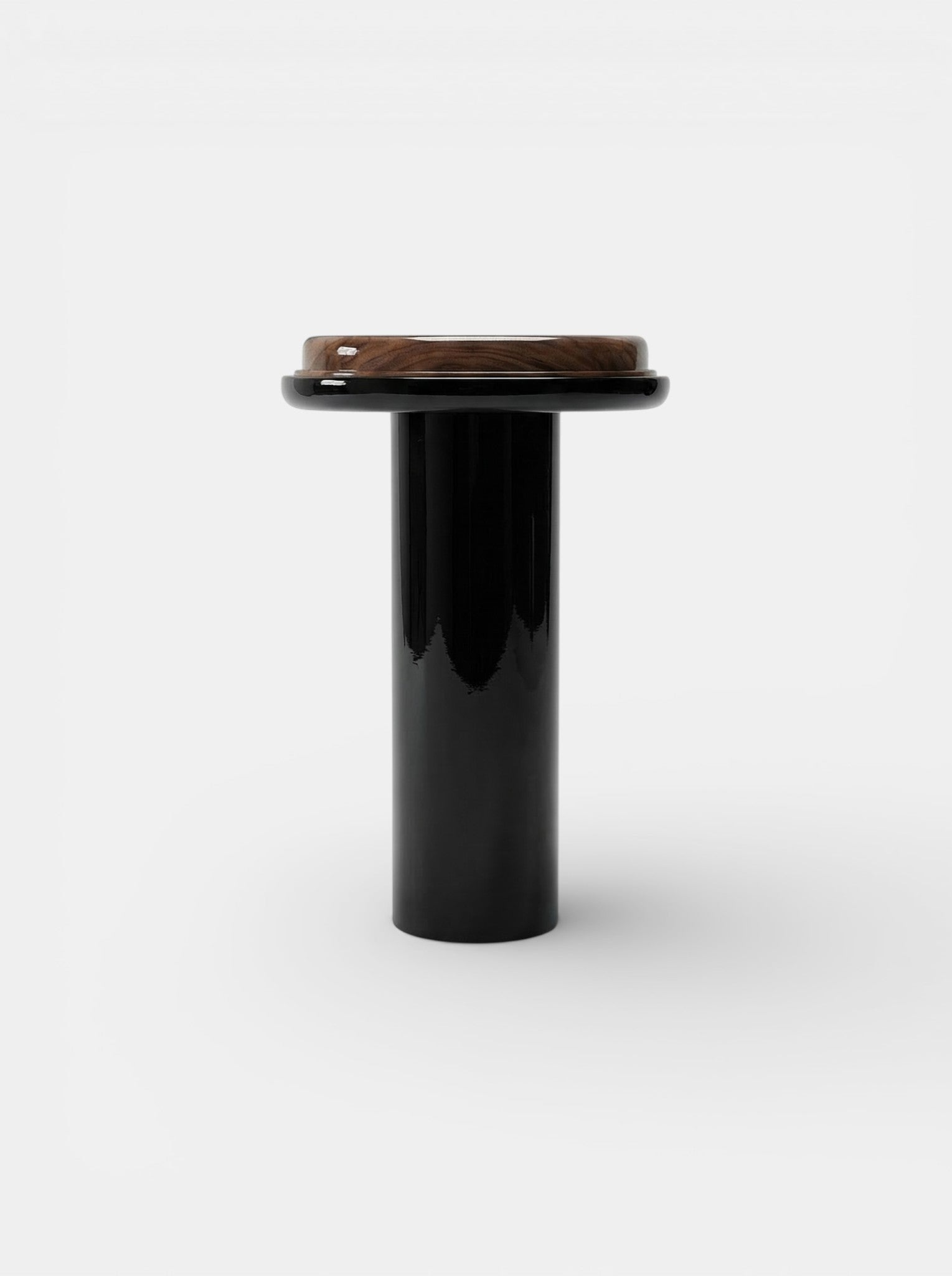 Angle view Ida black lacquered and wood console - Italian luxury furniture with contemporary styling