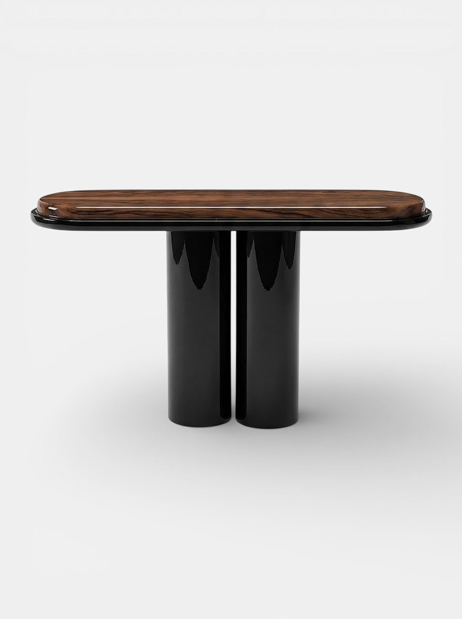 Ida console black lacquered and natural wood finish - Italian contemporary luxury furniture design