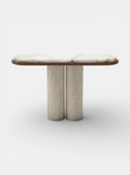 Ida Travertin Wood And Onyx Console