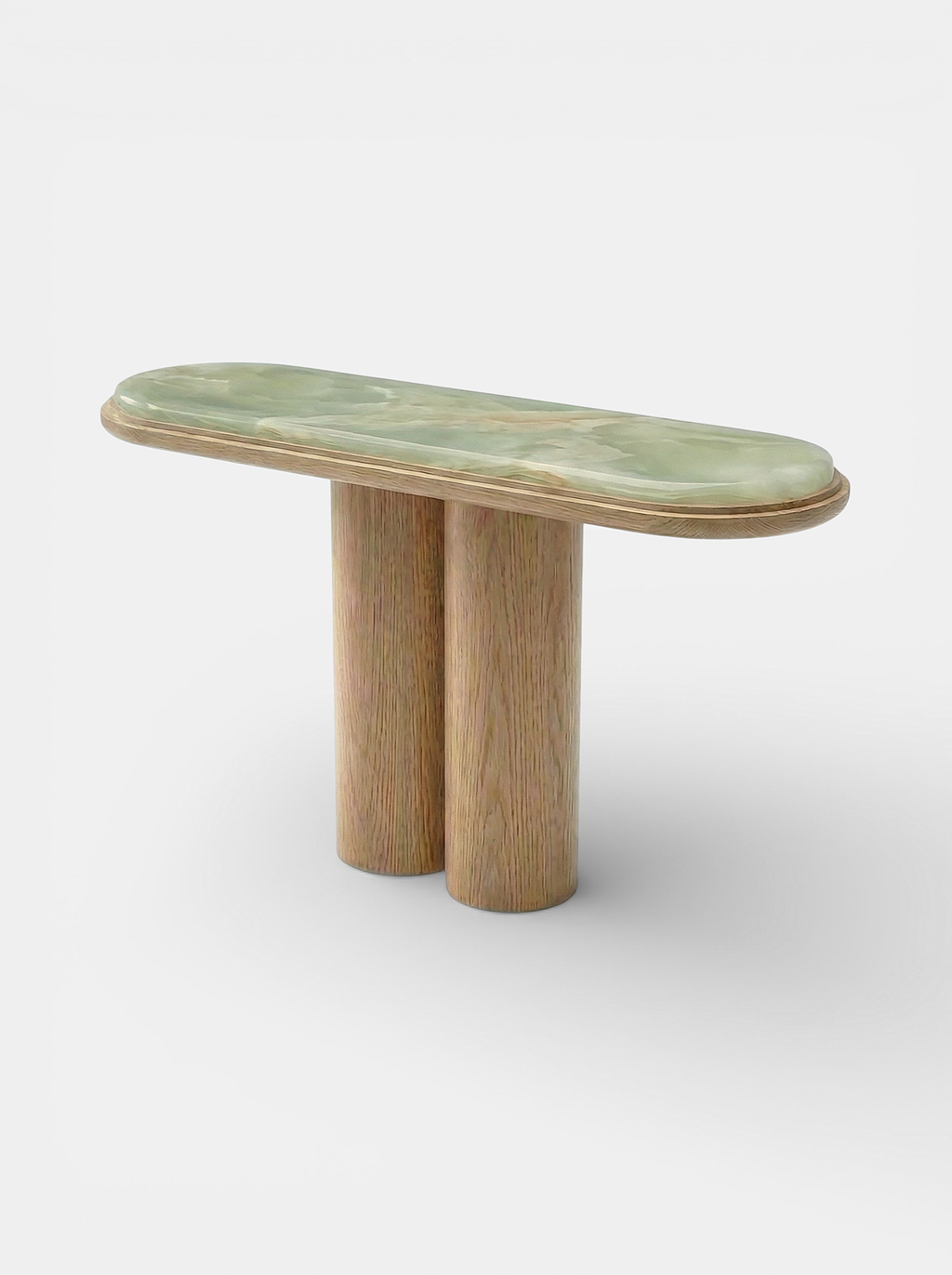 Ida Oak And Green Onyx Console