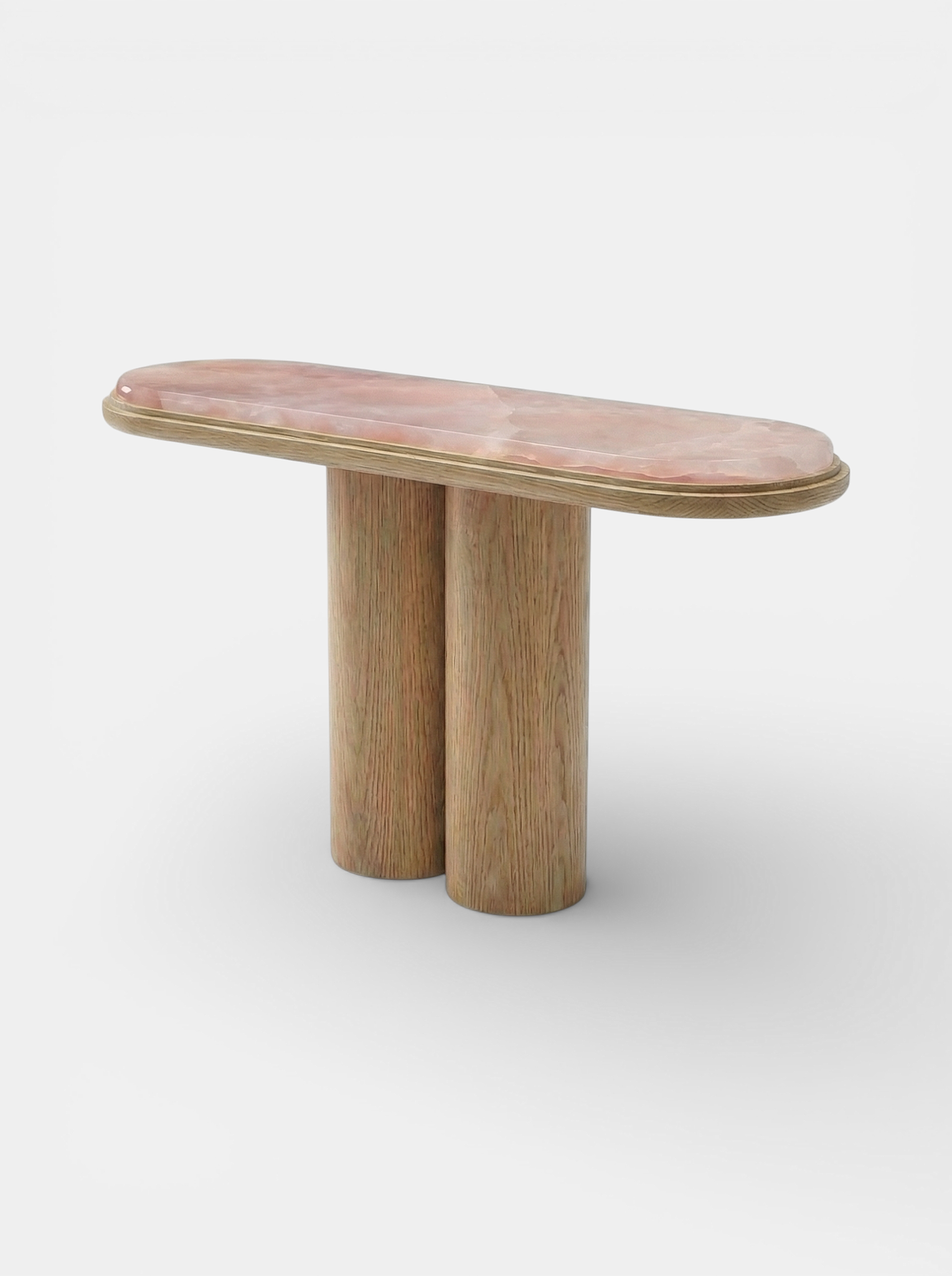 Ida Oak And Pink Onyx Console