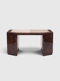 James desk in dark burl wood with ivory onyx inlay top - Marbera