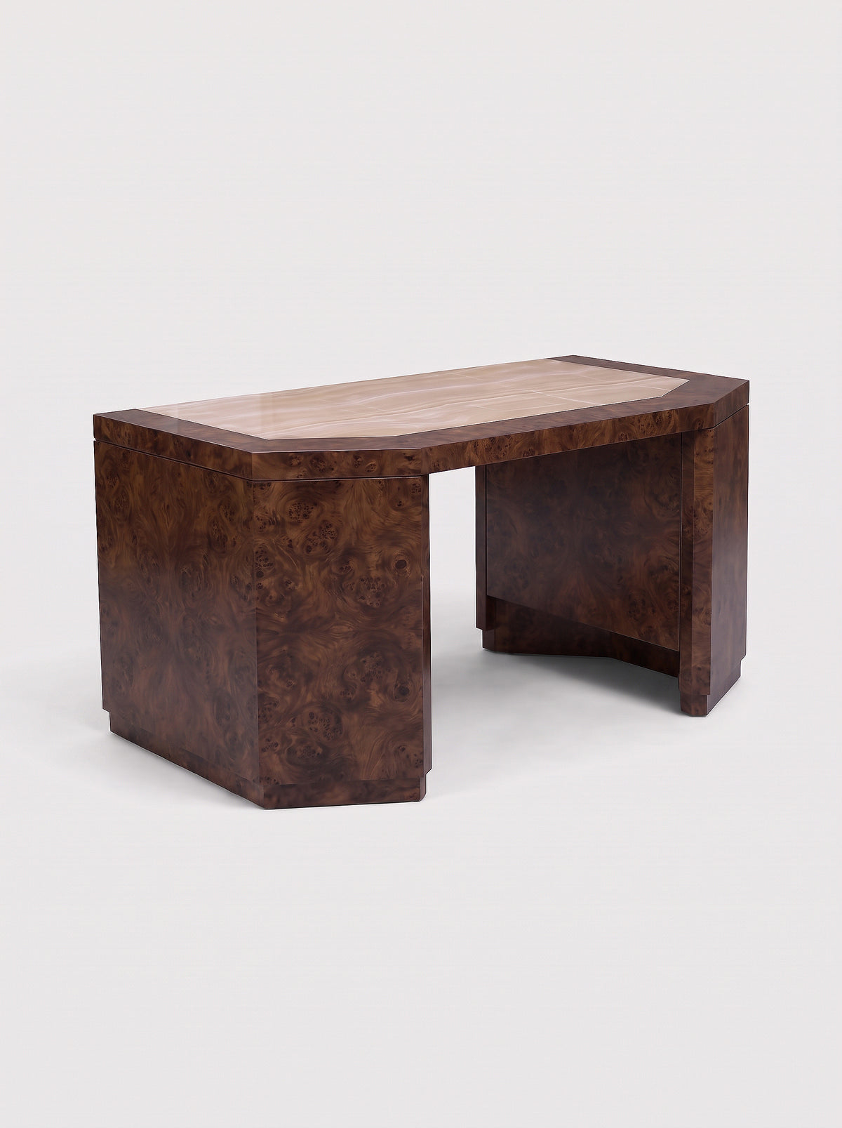 James Dark Burl Wood And Ivory Onyx Desk