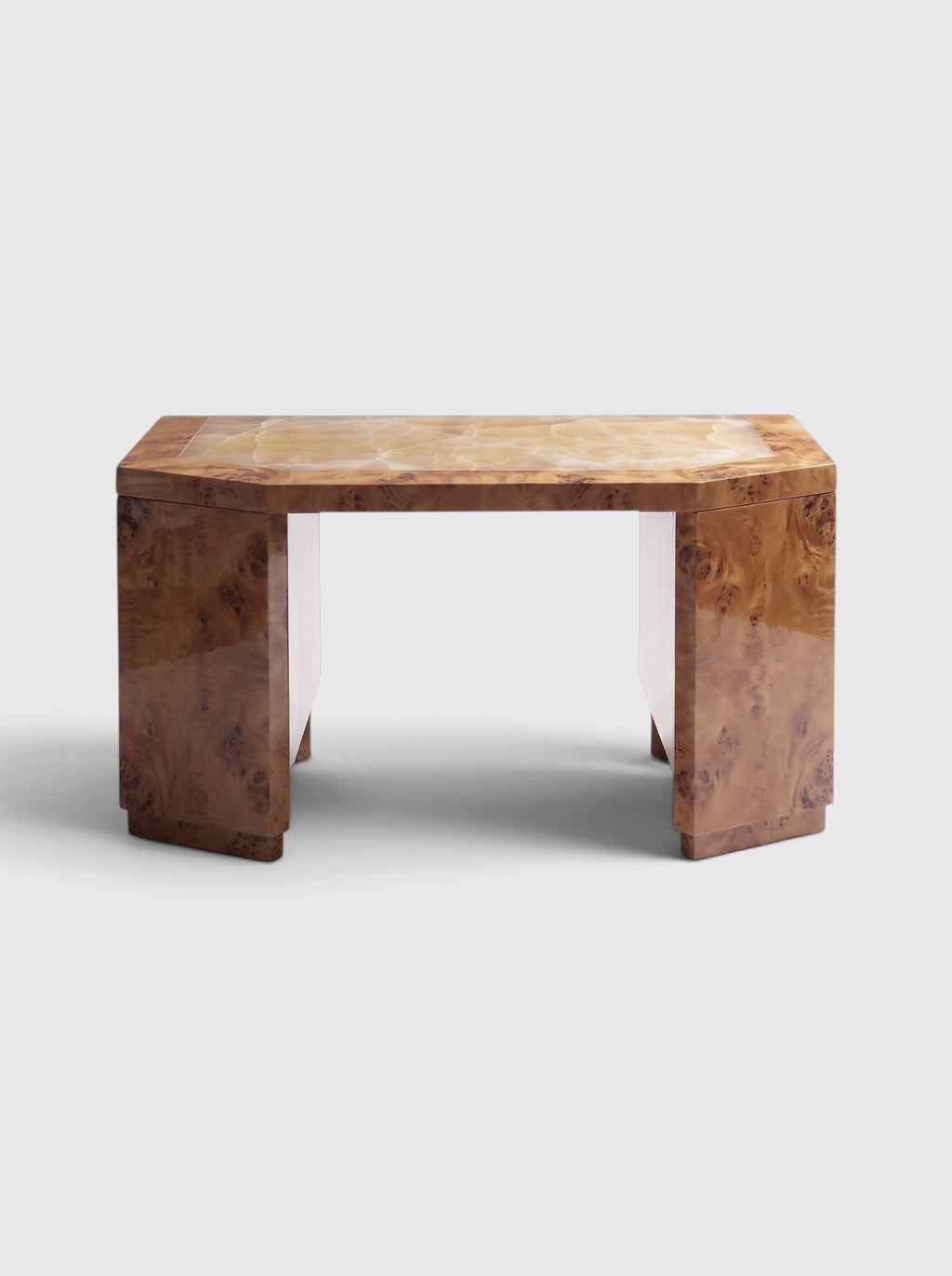James Honey Burl Wood And Honey Onyx Desk