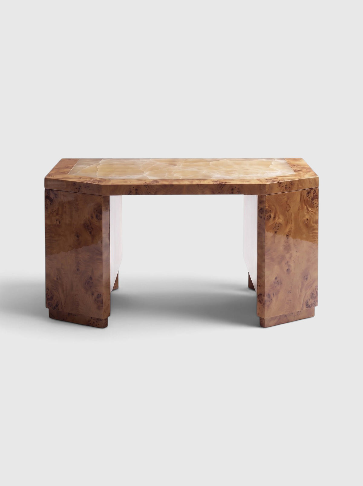 James Honey Burl Wood And Honey Onyx Desk