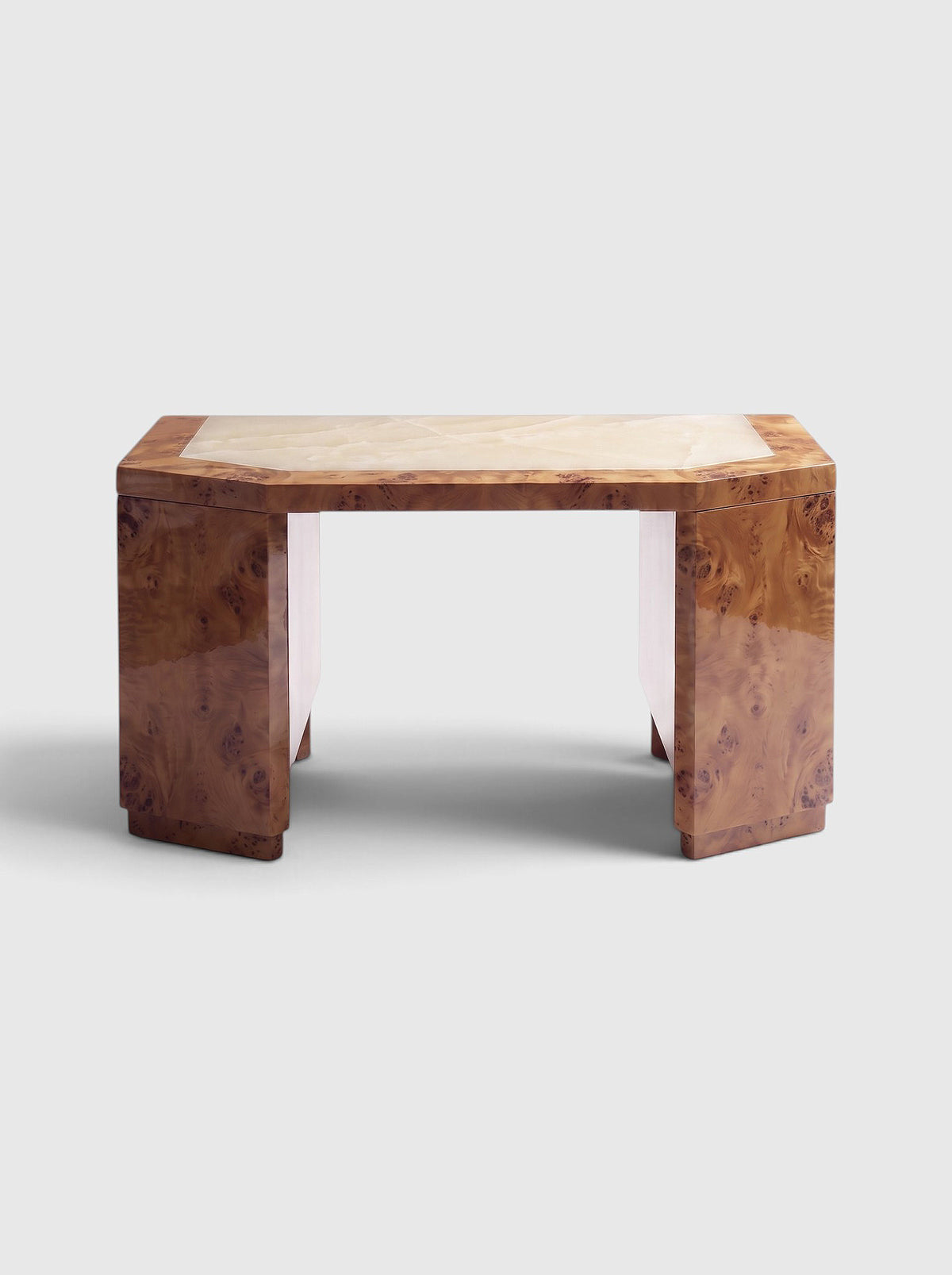 James Honey Burl Wood And Ivory Onyx Desk