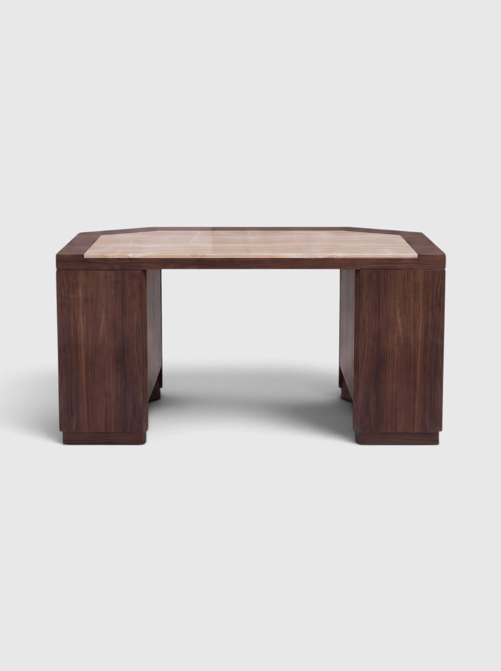 James desk in matte wood with ivory onyx inlay top - Marbera