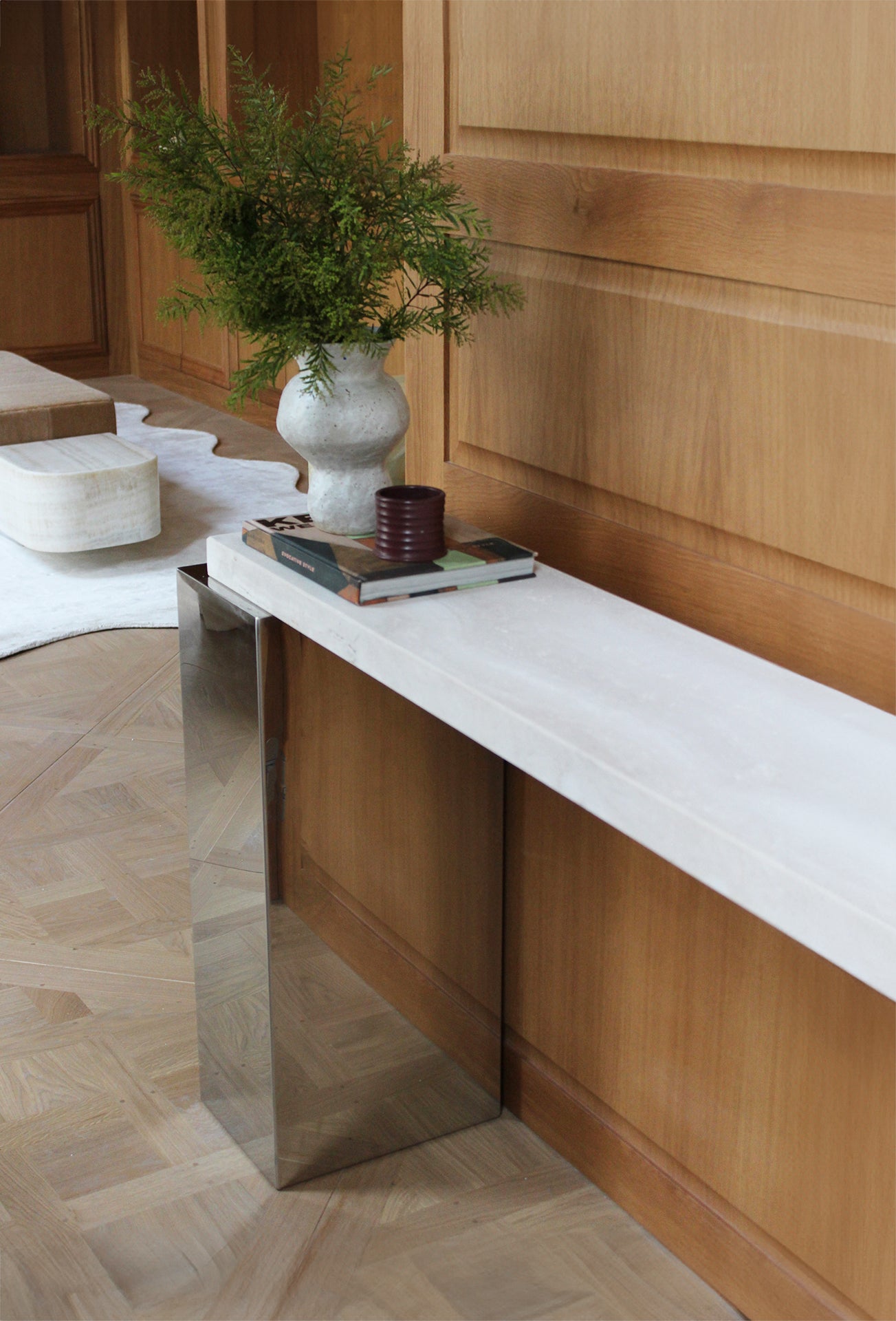 Jill Console Travertine & Inox
