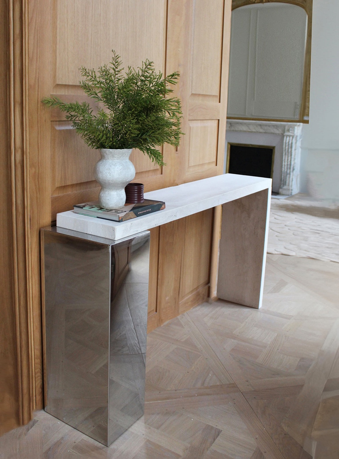 Jill Console Travertine & Inox