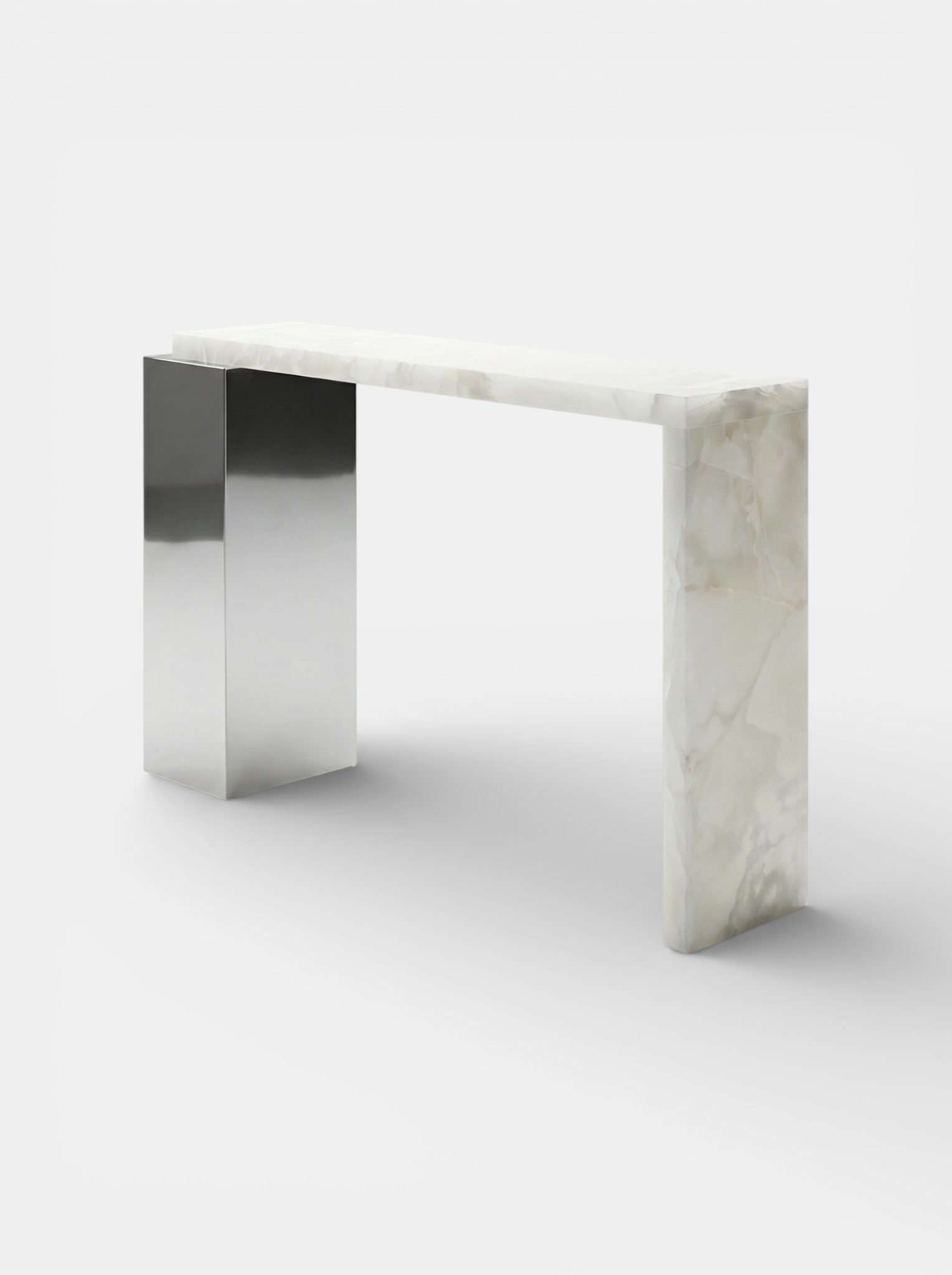 Jill Console White Onyx & Inox