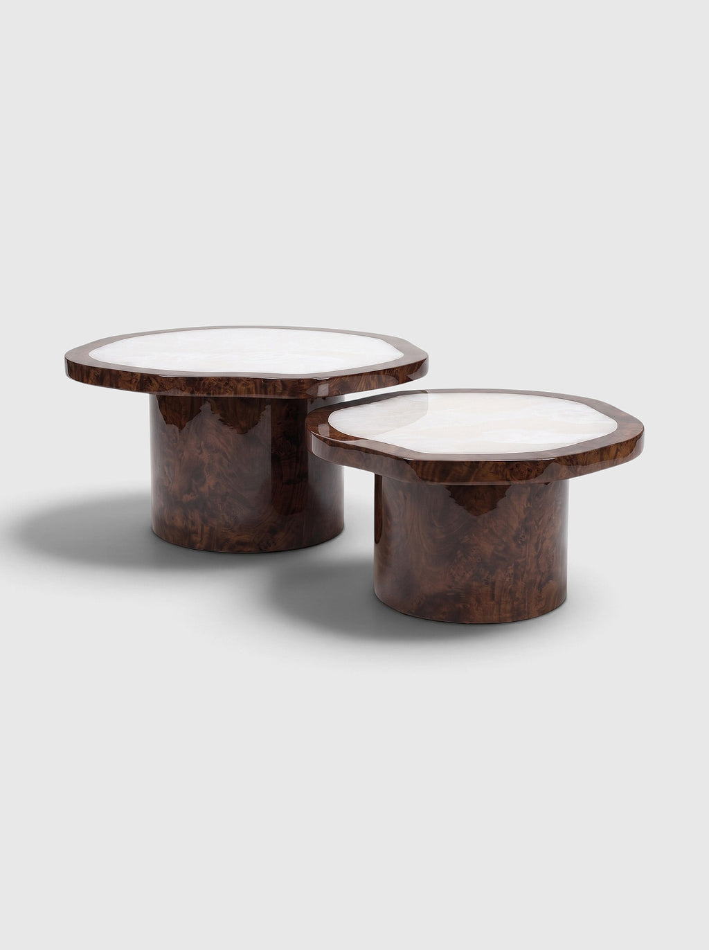 Wooden Dark Burl Wood And White Onyx Joan Solo