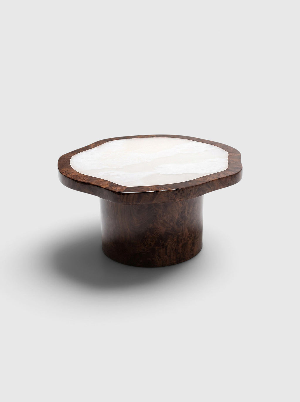 Wooden Dark Burl Wood And White Onyx Joan Solo