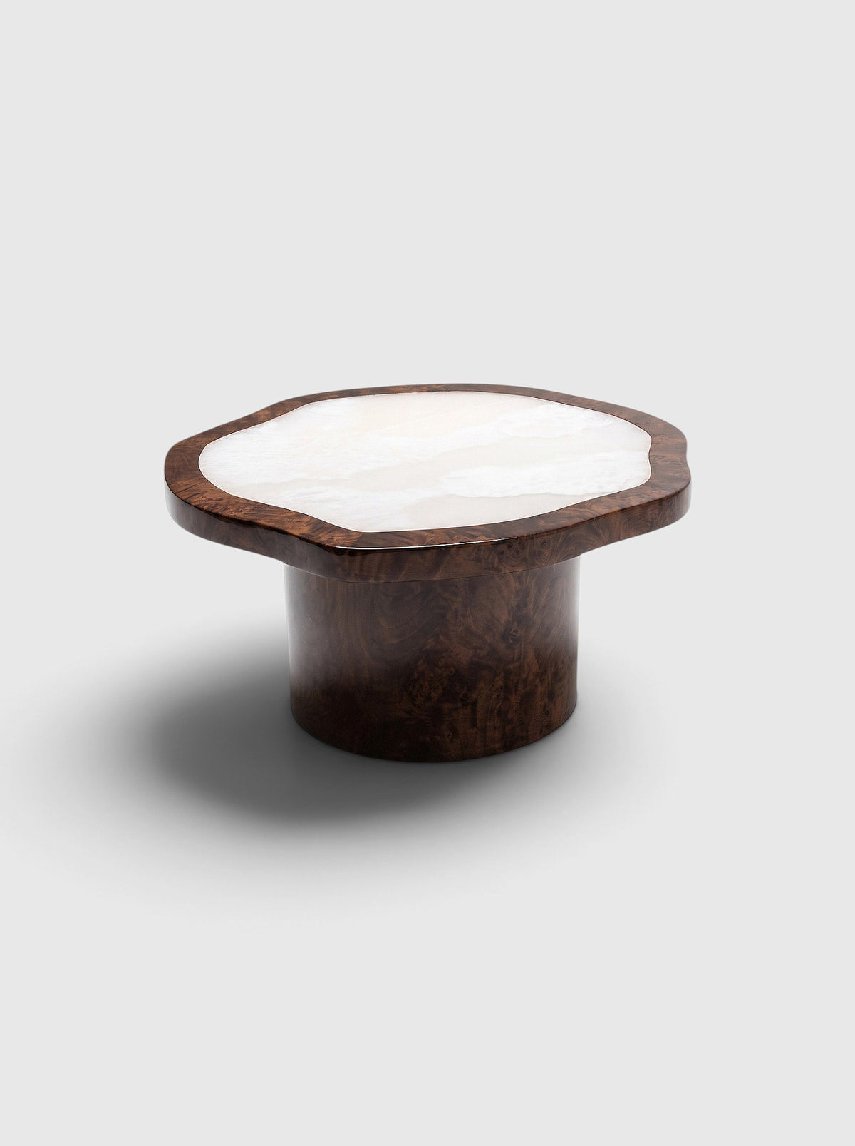 Wooden Dark Burl Wood And White Onyx Joan Solo