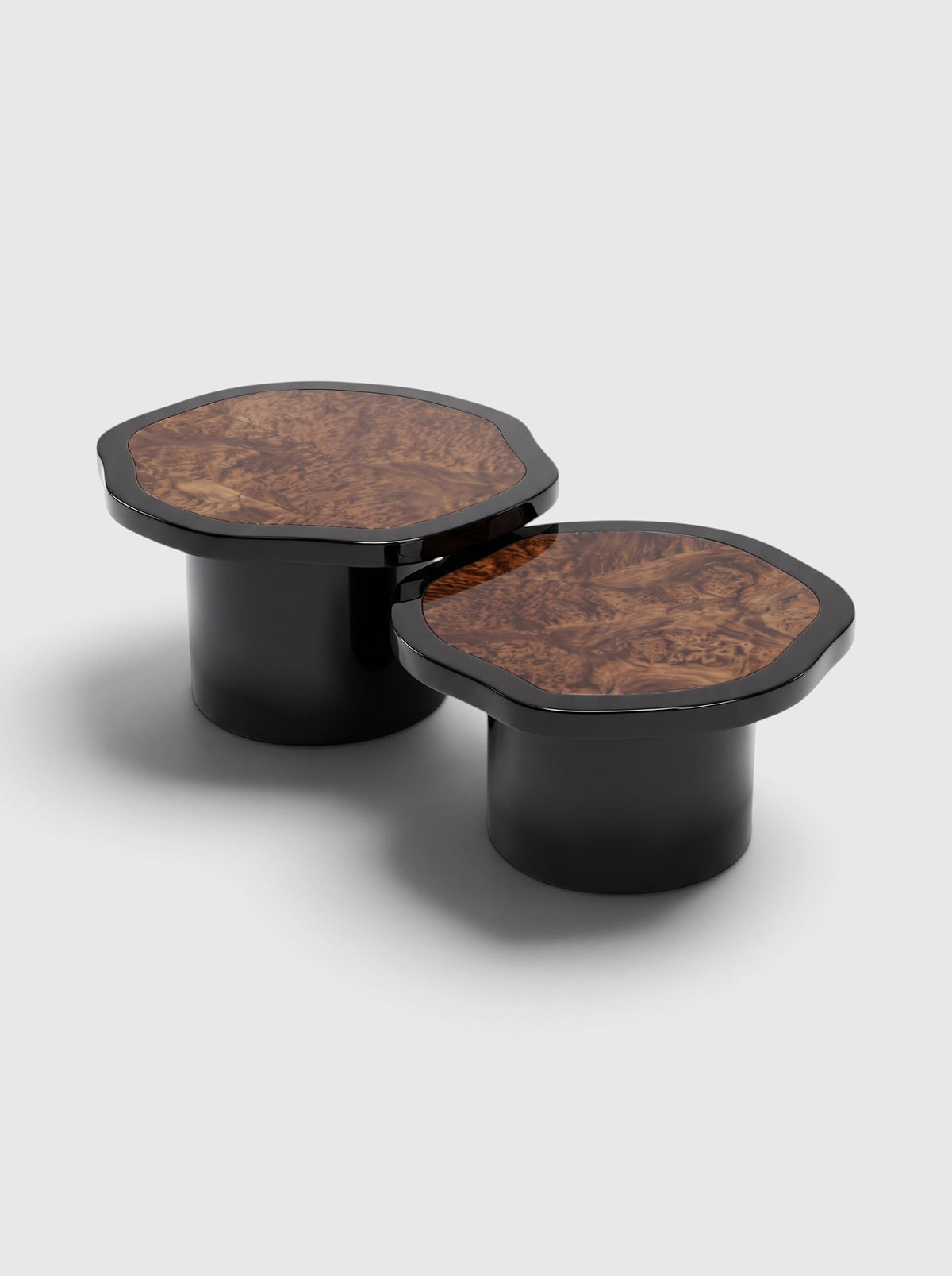 Wooden Black Lacquered And Dark Burl Joan Duo