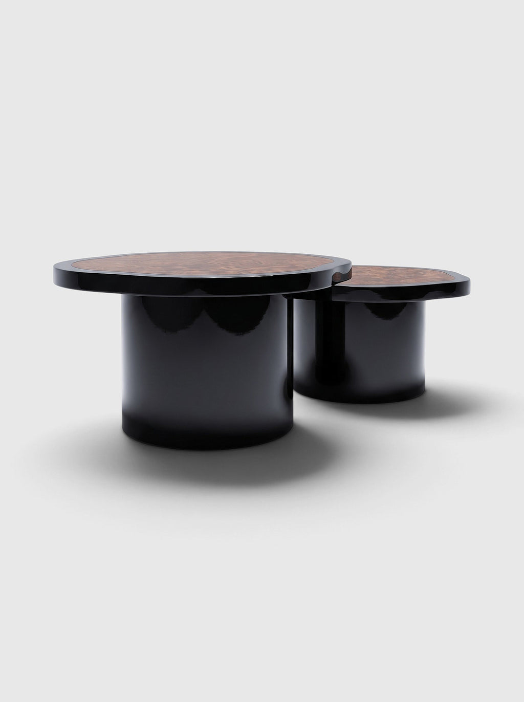 Wooden Black Lacquered And Dark Burl Joan Duo